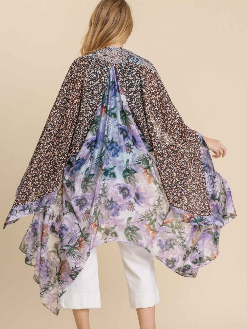 Bohemian Style Floral Mixed Print Kimono
